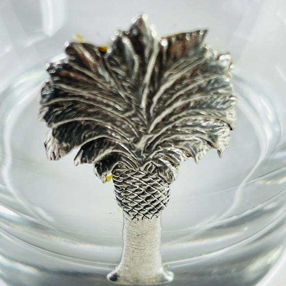 Glass Tumblers with pewter palm trees - set of 4 - Picture 3 of 5